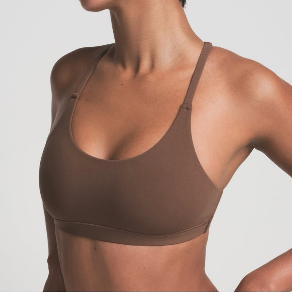 SKIMS Fits Everybody Racerback Scoop Bralette Brown Large NWT